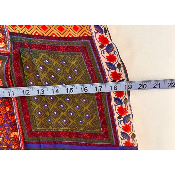 Global Desi Multicolor Patch Print V-Neck Maxi Dress w/ Side Split, S - Picture 7 of 11